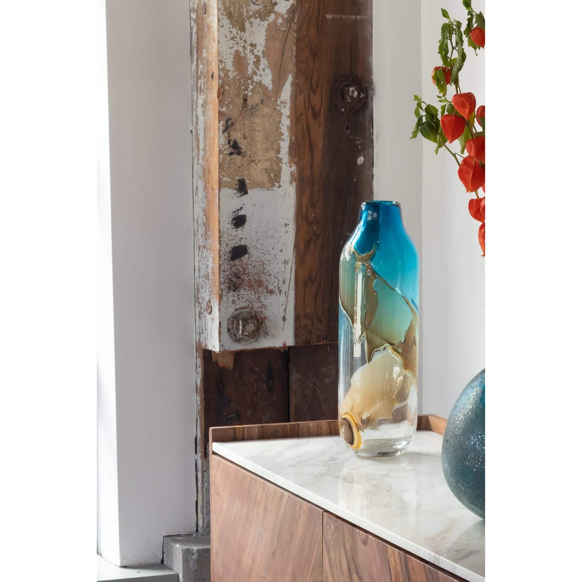 Mystic Blue Glass Vase by MOE'S