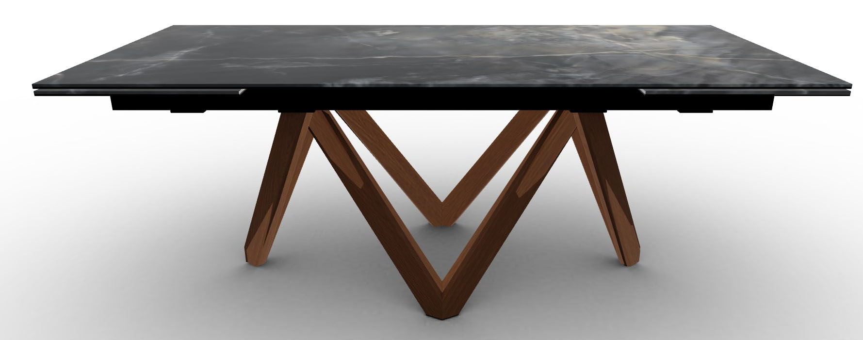 Cartesio W78.7"-98.4"-118.1" Ceramic/Metal/Wood Customizable Extendable Rectangular Dining Table