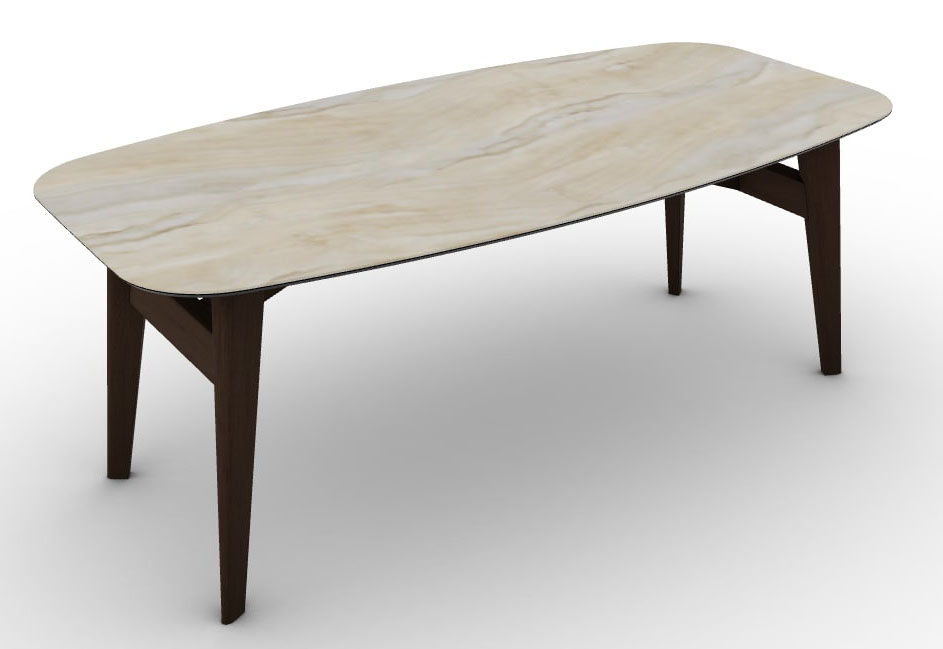 Abrey W78.7-inch Ceramic/Wood Customizable Elliptical Dining Table