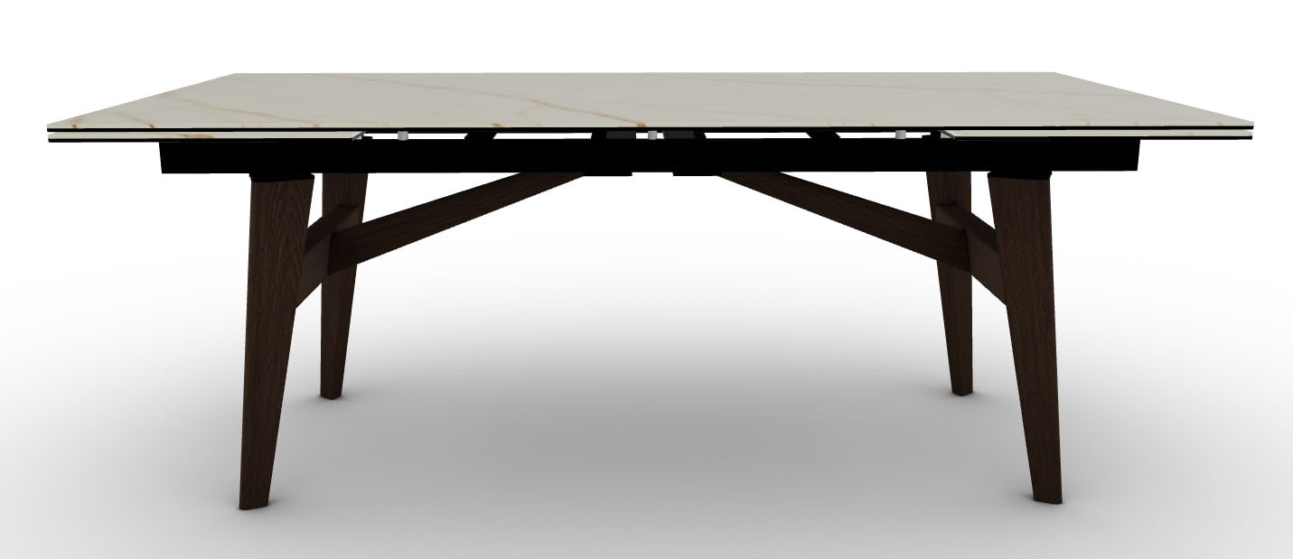 Abrey W78.7"-98.4"-118.1" Ceramic/Wood Customizable Extendable Rectangular Dining Table
