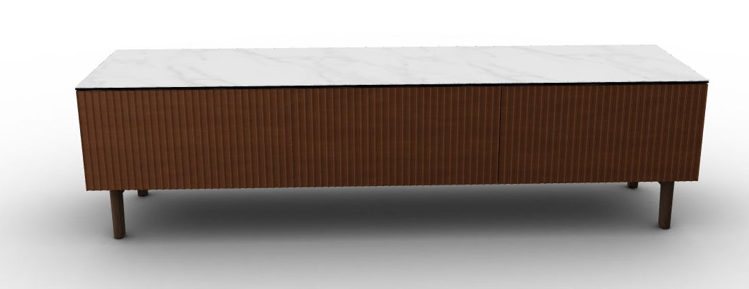 Universal Ceramic/Wood Customizable TV Stand w/2 Doors & Drop-Down Door & Wooden Feet