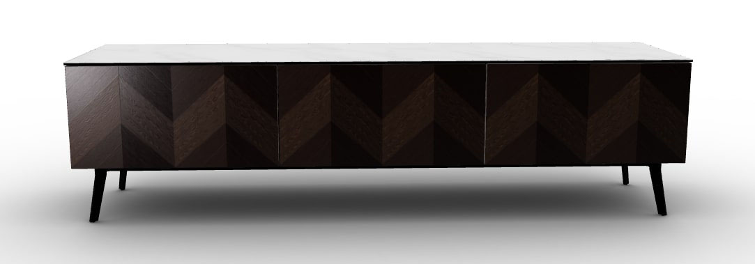 Universal Ceramic/Wood Customizable TV Stand w/2 Doors & Drop-Down Door & Metal Legs