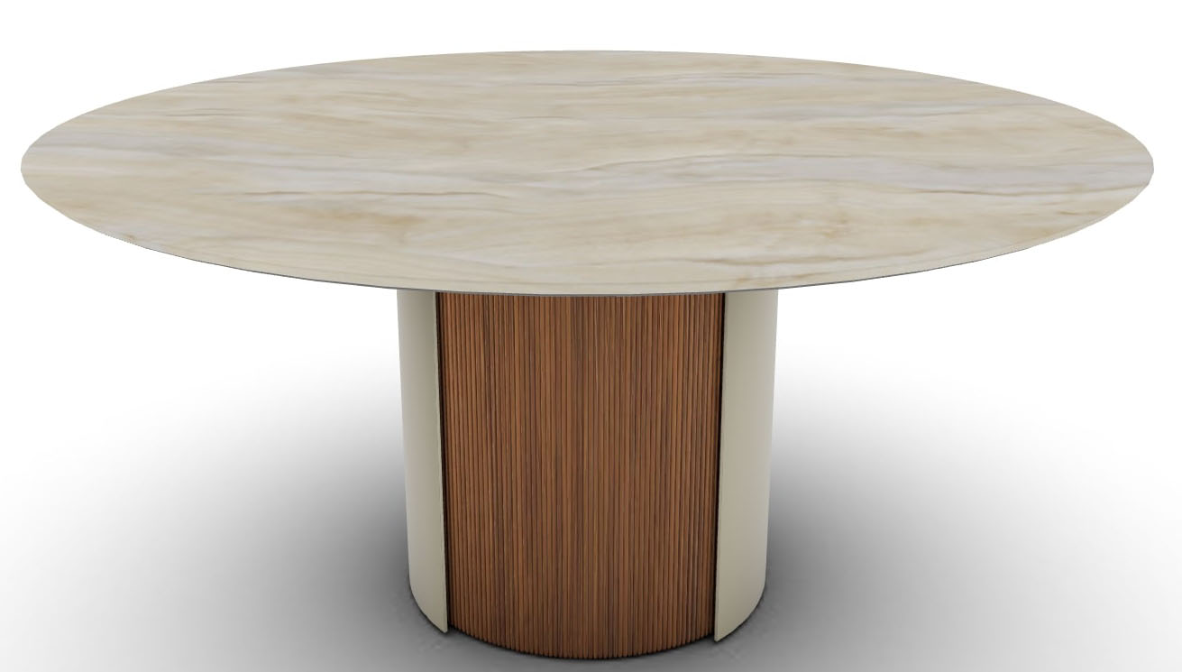 Yoroi W62.9-inch Ceramic/Metal/Wood Customizable Round Dining Table