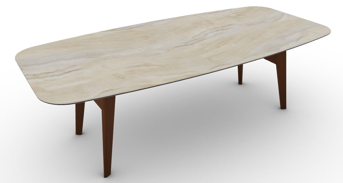 Abrey W98.4-inch Ceramic/Wood Customizable Elliptical Dining Table