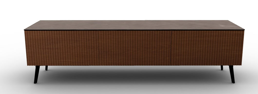 Universal Ceramic/Wood Customizable TV Stand w/2 Doors & Drop-Down Door & Metal Legs
