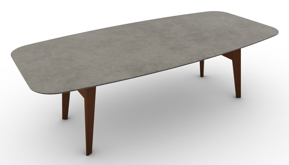 Abrey W98.4-inch Ceramic/Wood Customizable Elliptical Dining Table