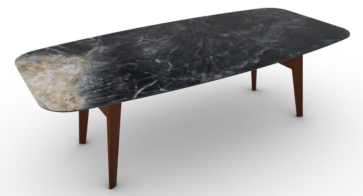Abrey W98.4-inch Ceramic/Wood Customizable Elliptical Dining Table