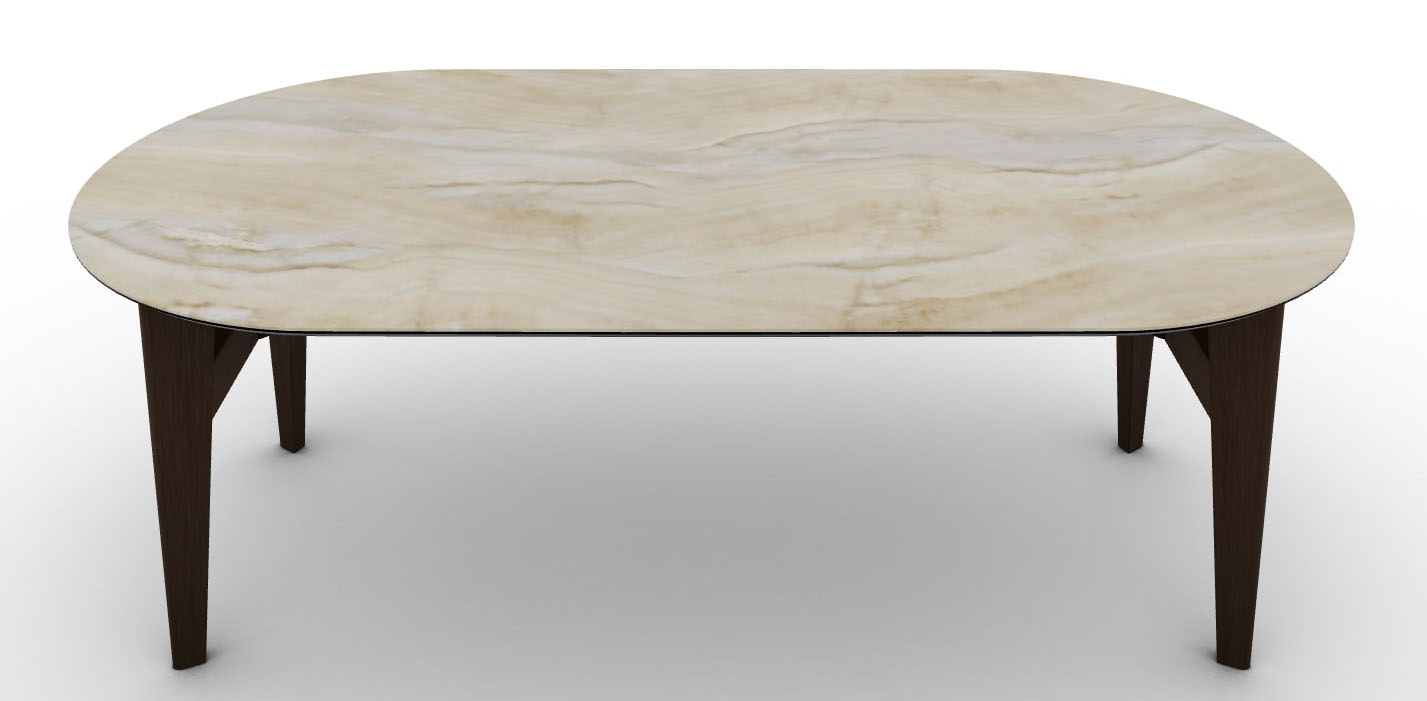Abrey W78.7-inch Ceramic/Wood Customizable Oval Dining Table