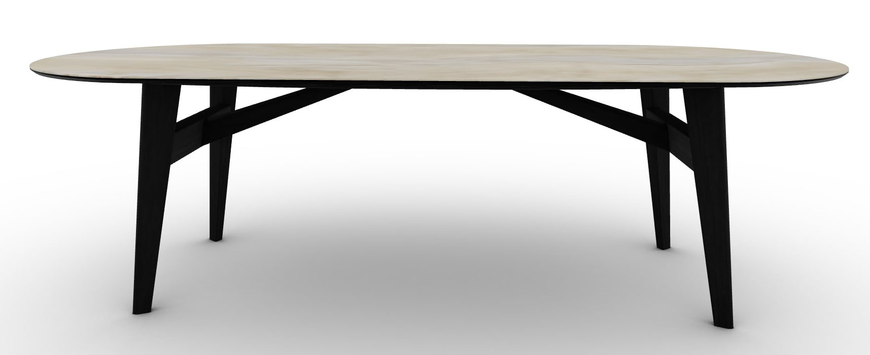 Abrey W98.4-inch Ceramic/Wood Customizable Oval Dining Table