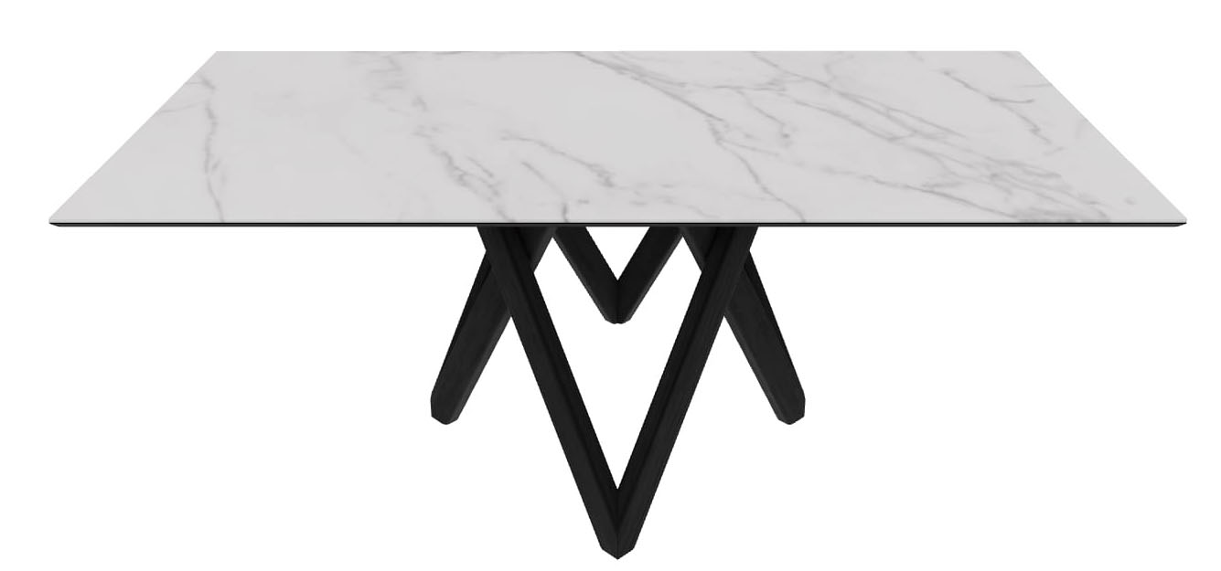 Cartesio W98.4-inch Ceramic/Metal/Wood Customizable Rectangular Dining Table