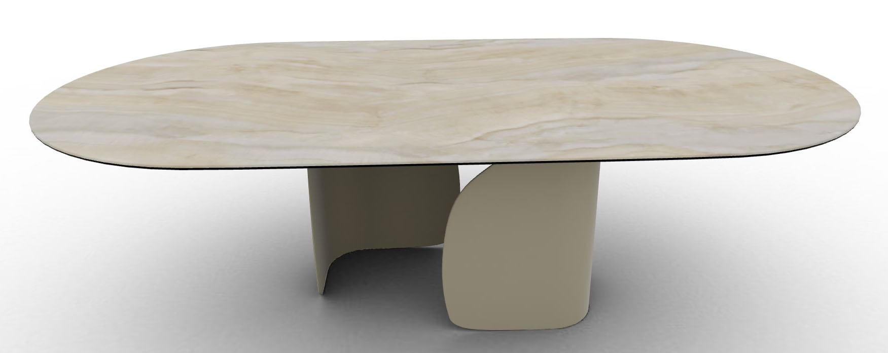 Twins W98.4-inch Ceramic/Metal Customizable Oval Dining Table