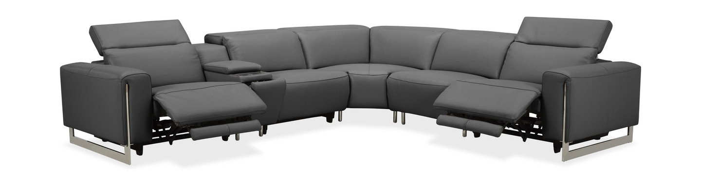 Gio Italia Latitude Hudson 6PC Leather Power Recliner Sectional Sofa