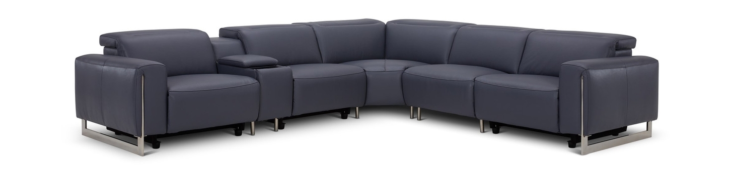 Hudson Leather L-Shape Sectional Sofa w/2 Power Recliners & Power Headrests