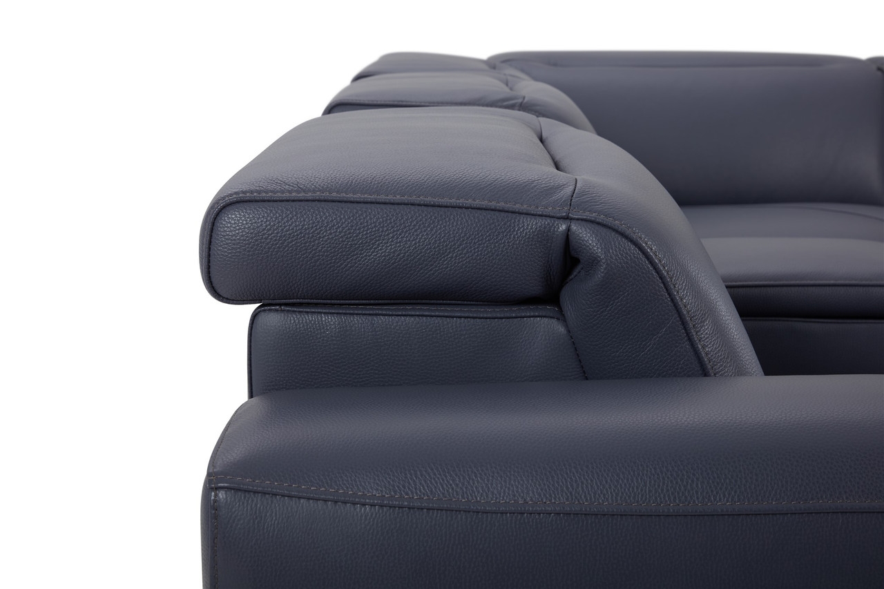 Hudson Leather L-Shape Sectional Sofa w/2 Power Recliners & Power Headrests