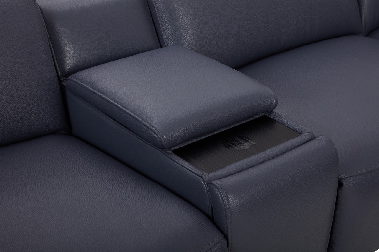Hudson Leather L-Shape Sectional Sofa w/2 Power Recliners & Power Headrests