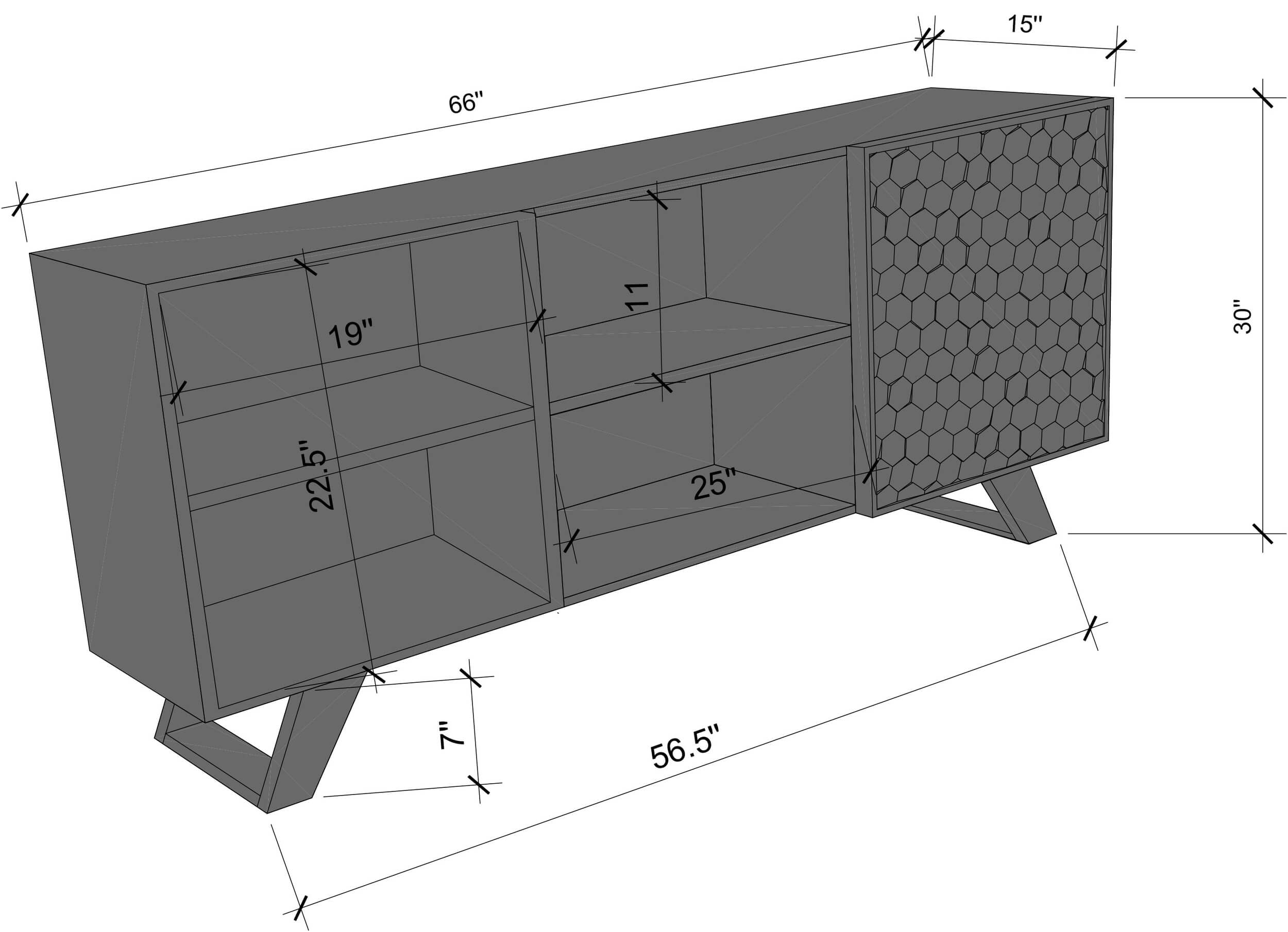Hive Solid Hardwood 66" TV Unit