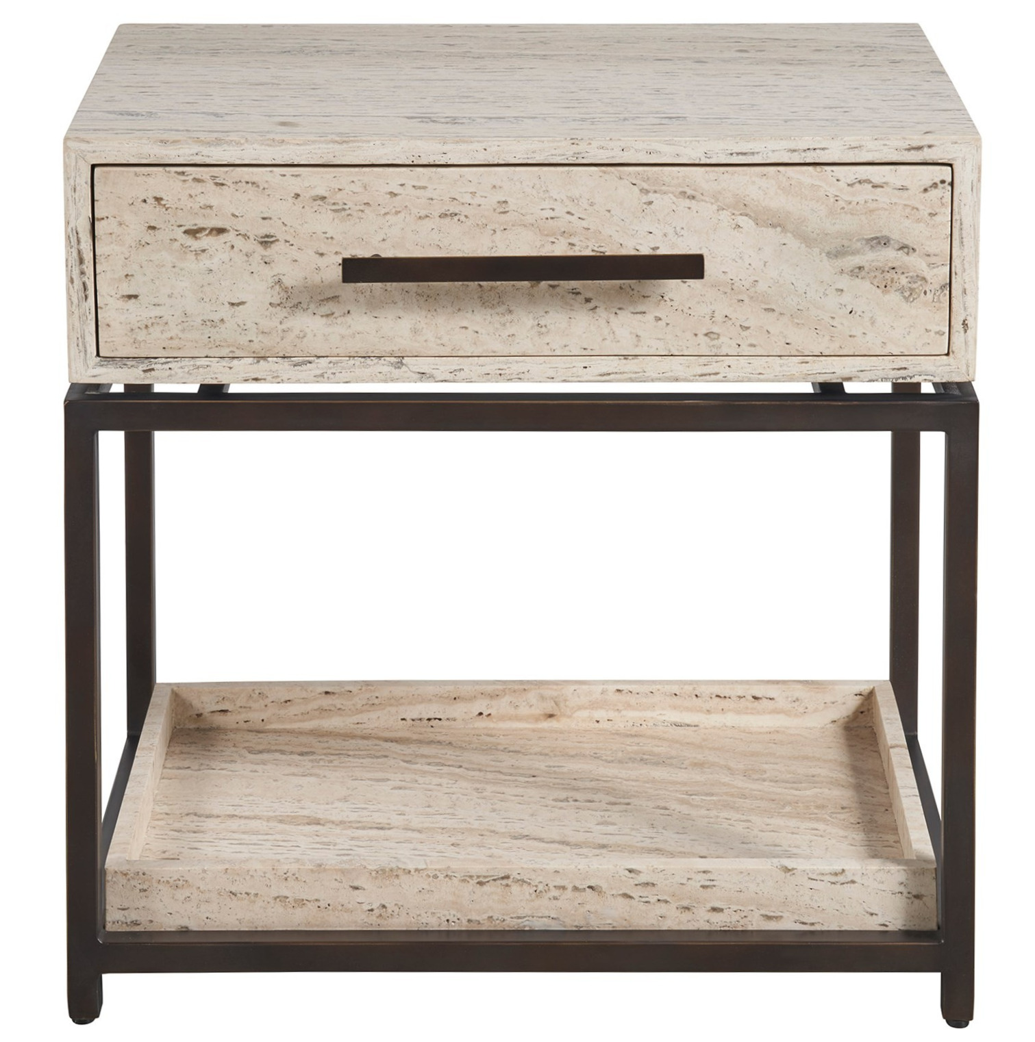 Dove Wood/Metal Nightstand w/Drawer