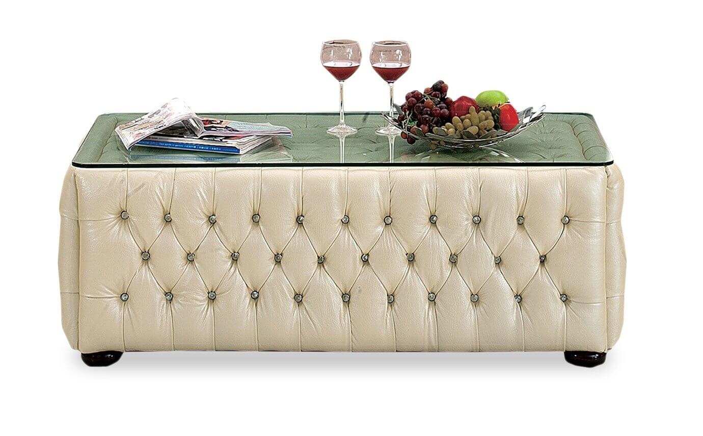 258 Glass/Leather/Eco-Leather Coffee Table by ESF Furniture