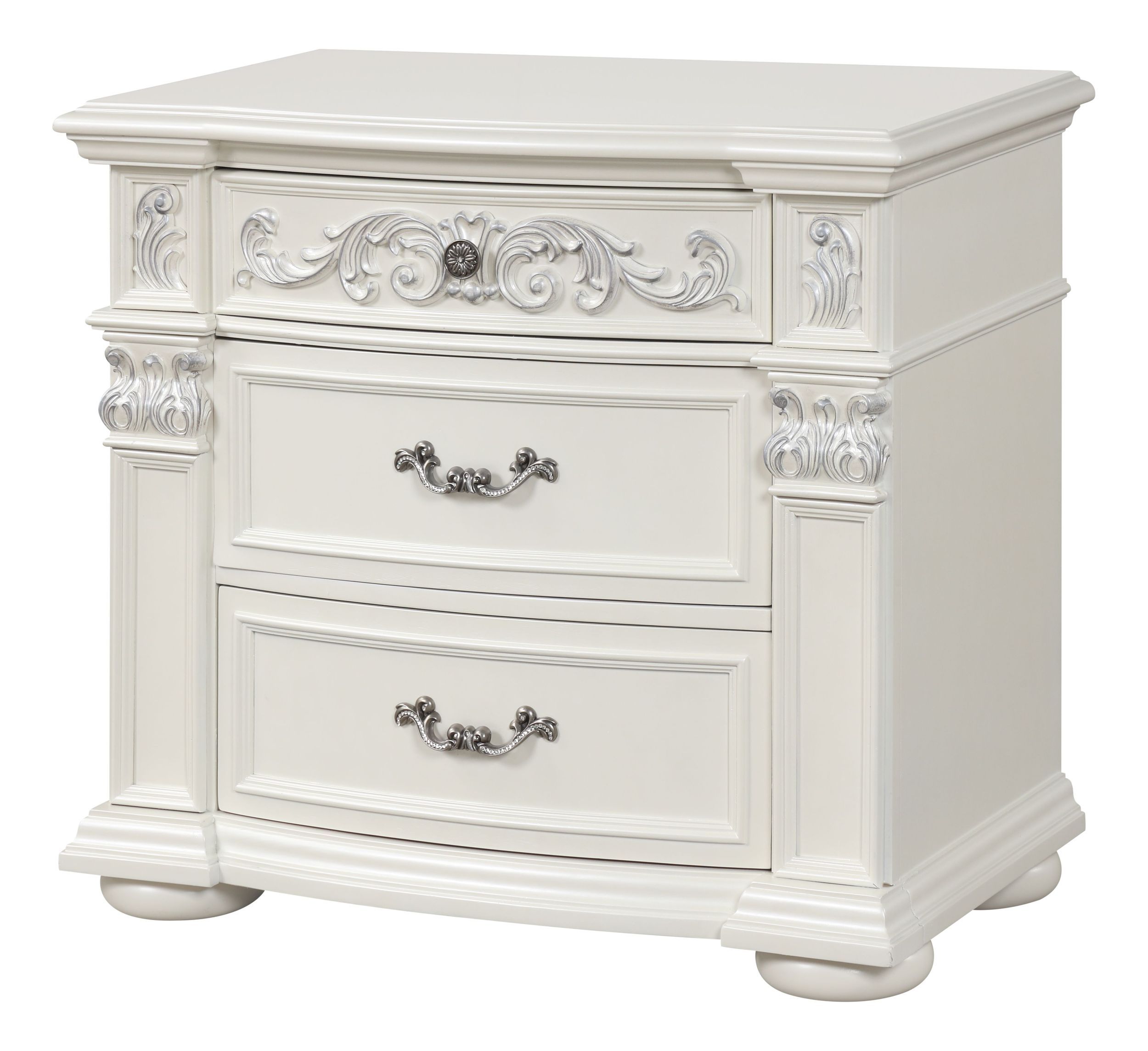 Platinum Bedroom Set with Faux Leather Upholstered Headboard & Footboard