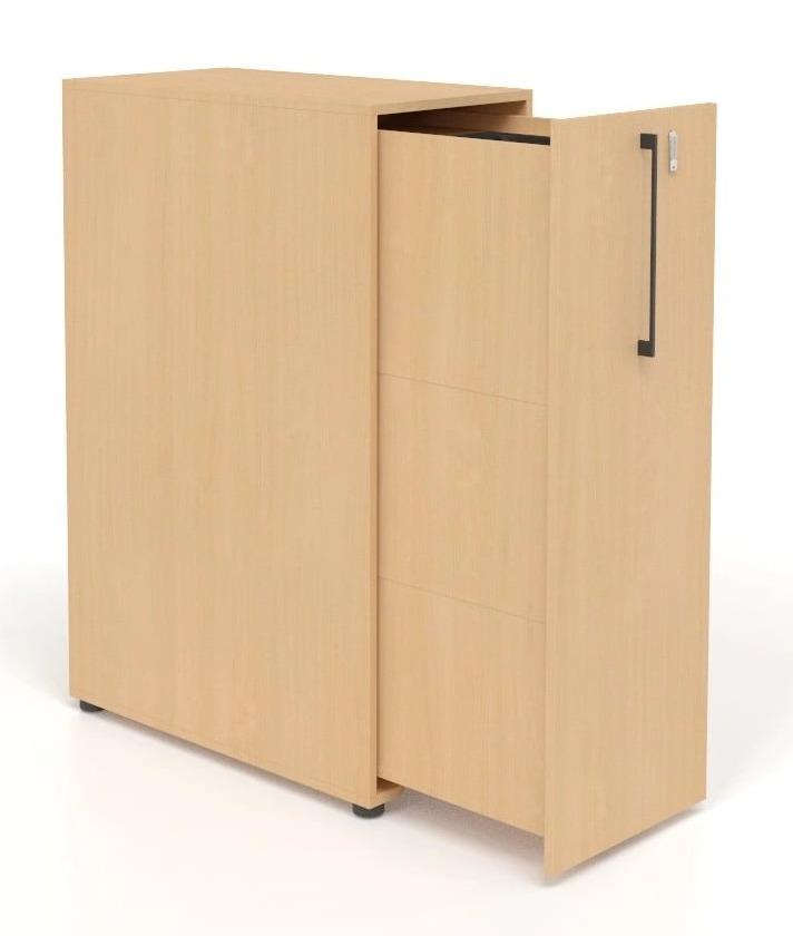 Boxi D31.5" Office Lockable Storage Tower w/3 Shelves & Pencil Tray, Left Hand