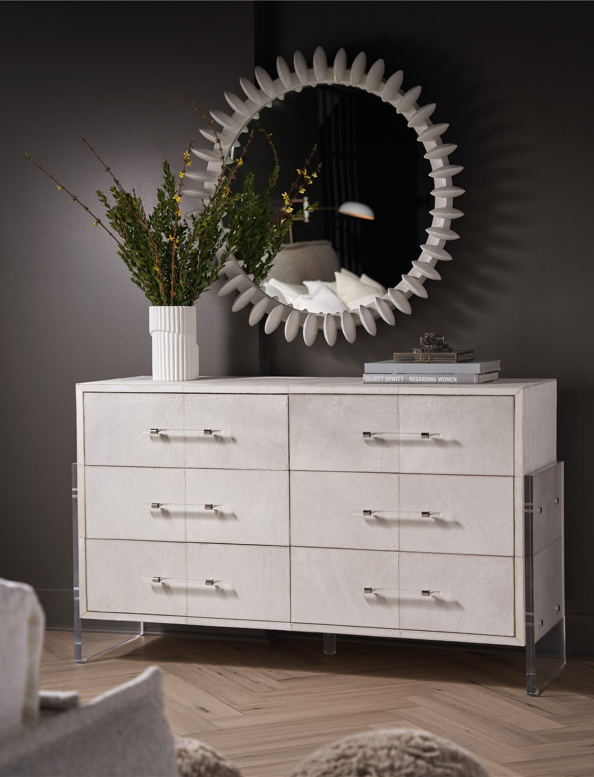 Lyra Wood/Fur Double Dresser w/6 Drawers