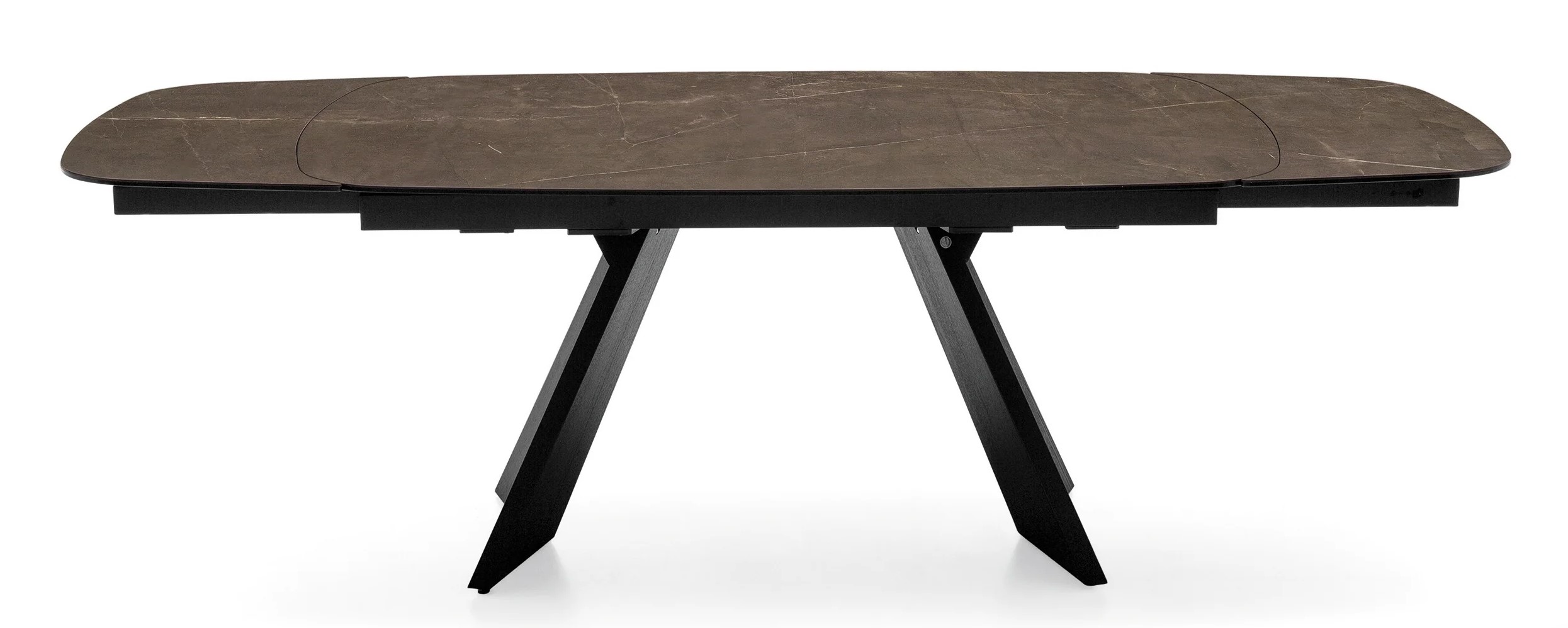 Icaro W65"-95" Rectangular Ceramic/Wood Veneer Extendable Dining Table w/Rounded Corners