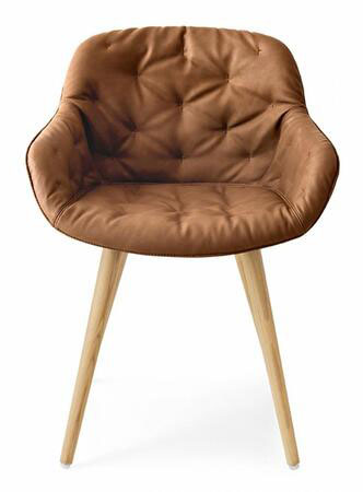 Igloo Soft Fabric/Wood Customizable Dining Armchair
