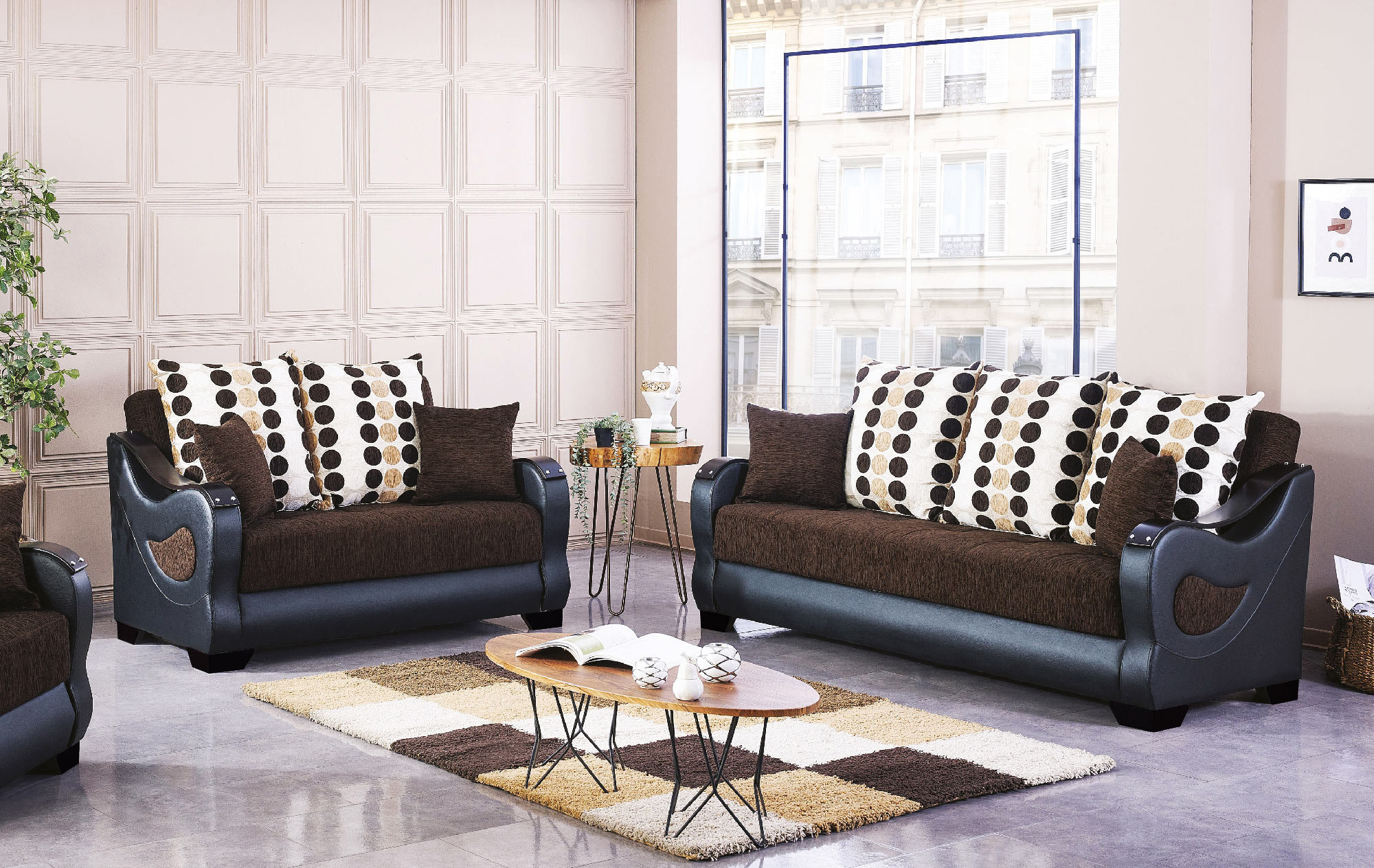 Illinois Microfiber/Vinyl Storage Loveseat
