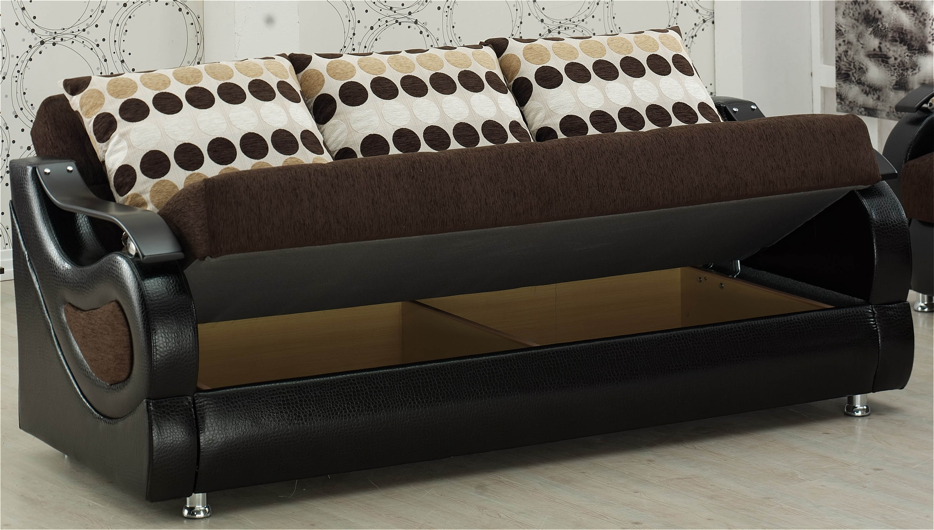 Illinois Microfiber Fabric/Vinyl Storage Sofabed