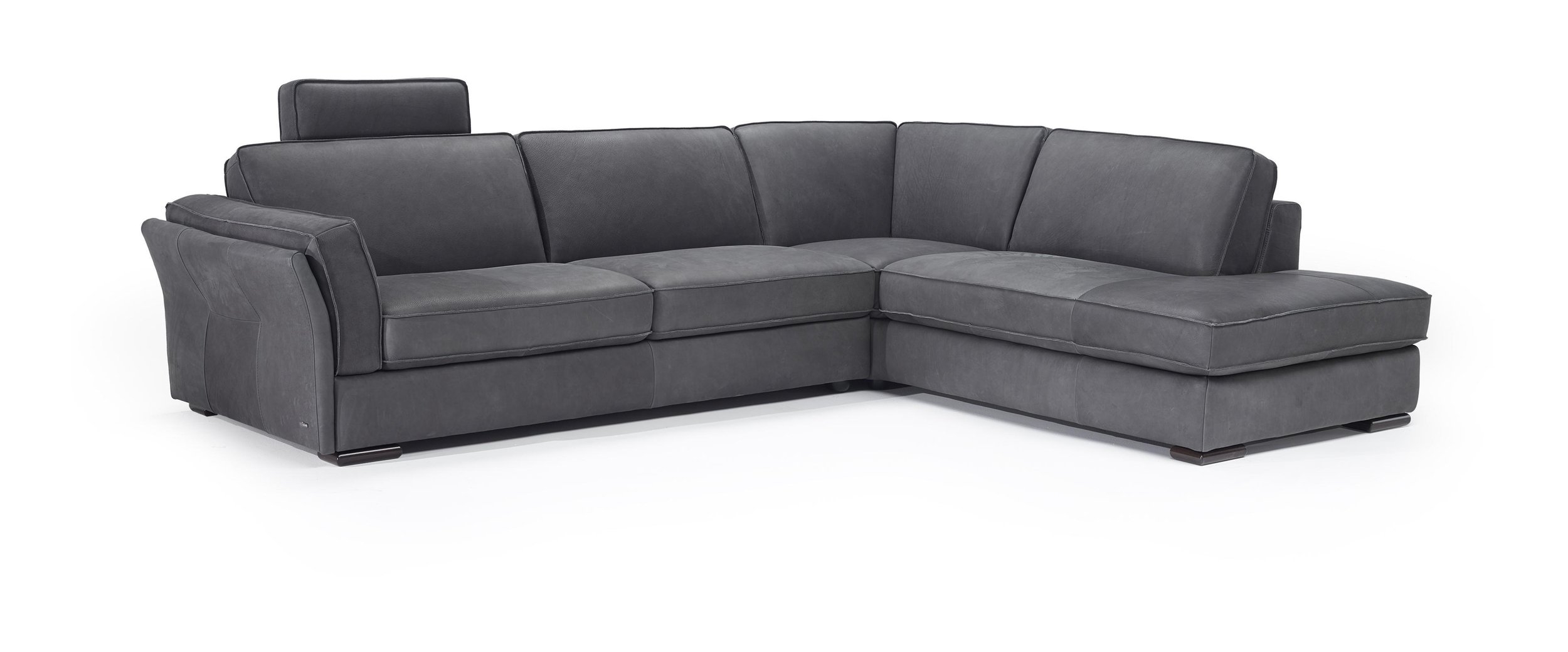 Silvano Fabric/Leather L-Shape Sectional Sofa w/Chaise