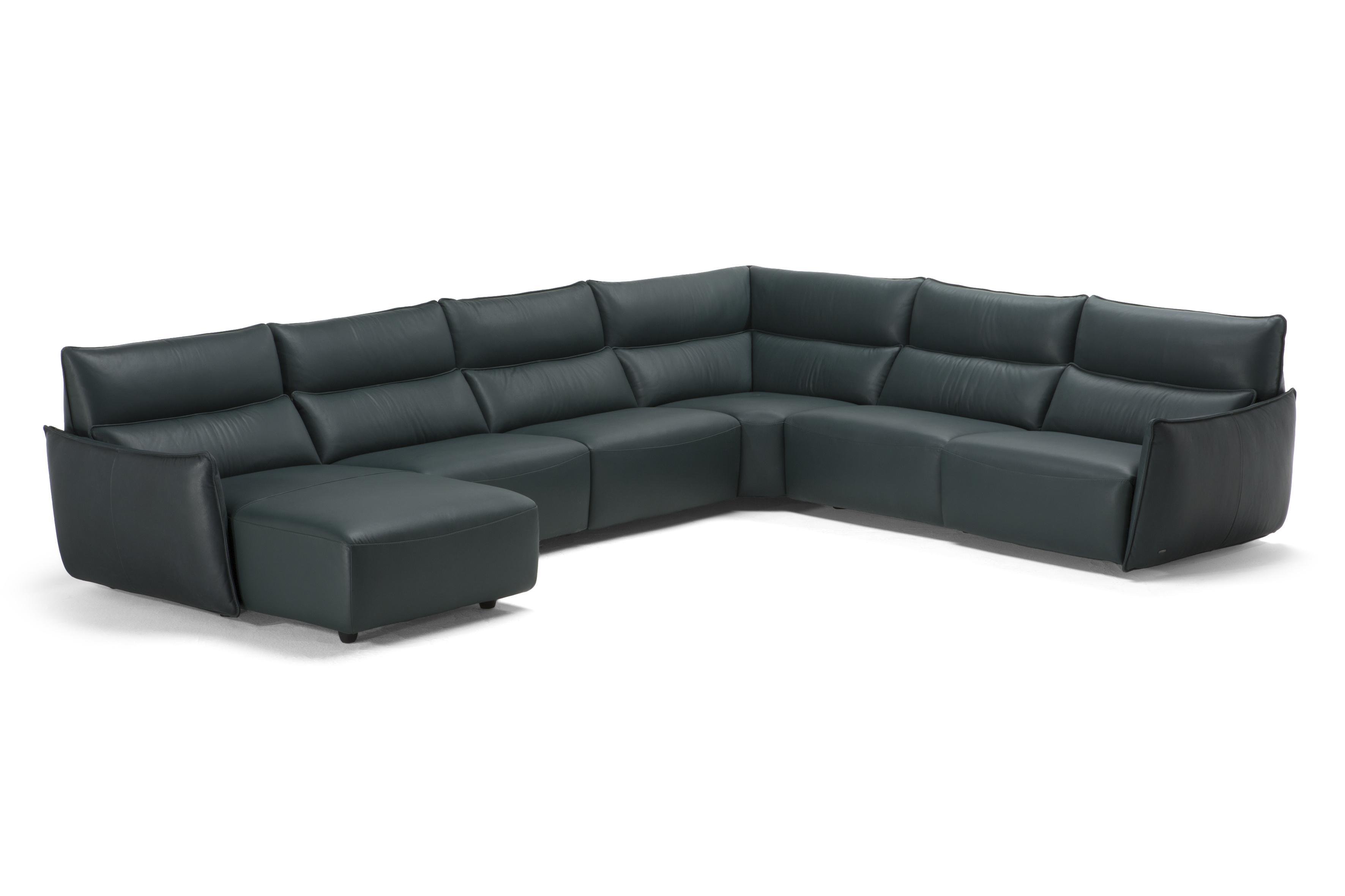 Stupore Fabric/Leather U-Shape Sectional Sofa w/ Chaise & Recliner