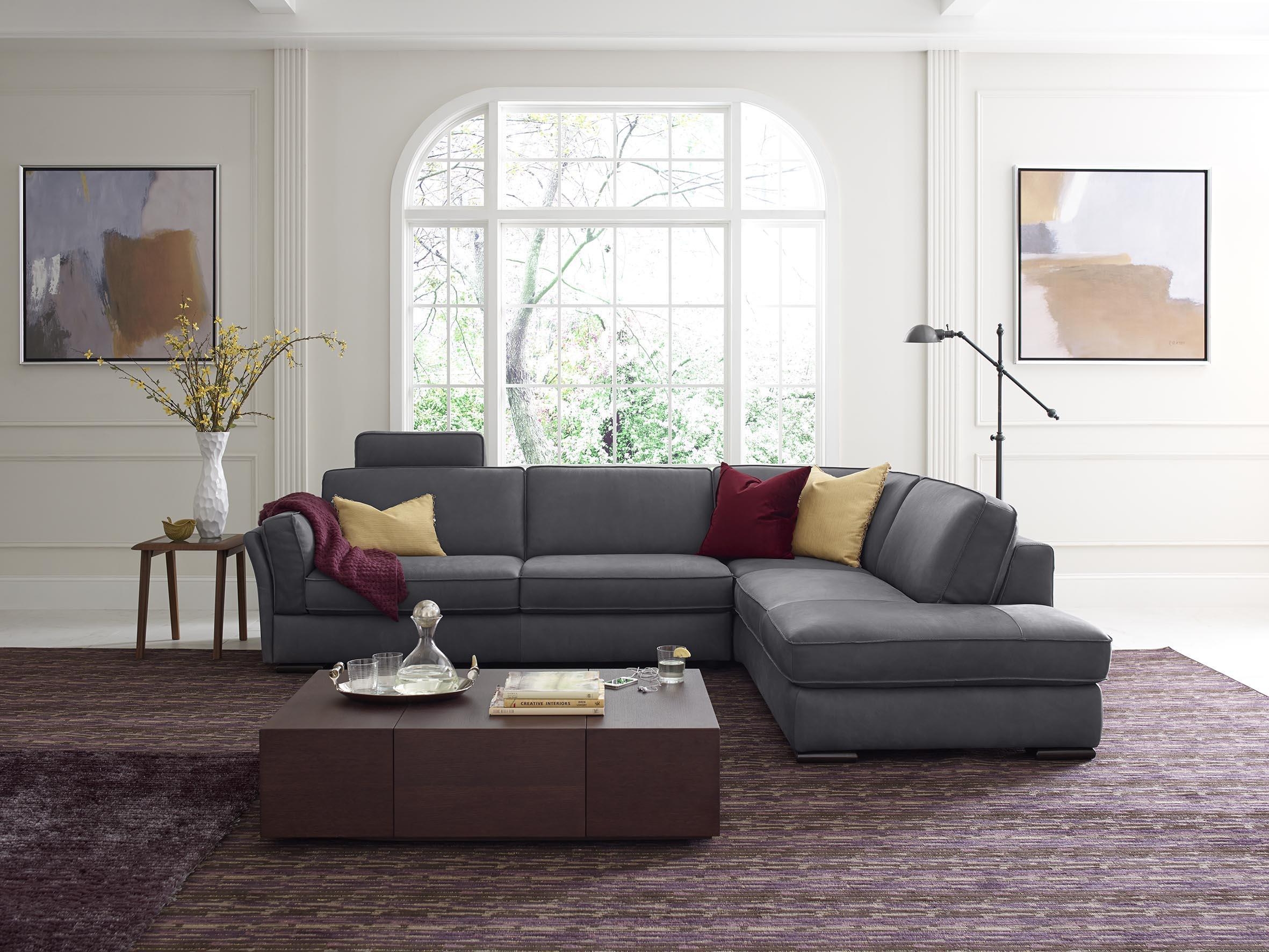 Silvano Fabric/Leather L-Shape Sectional Sofa w/Chaise