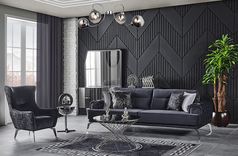 Tetra Velvet Living Room Set