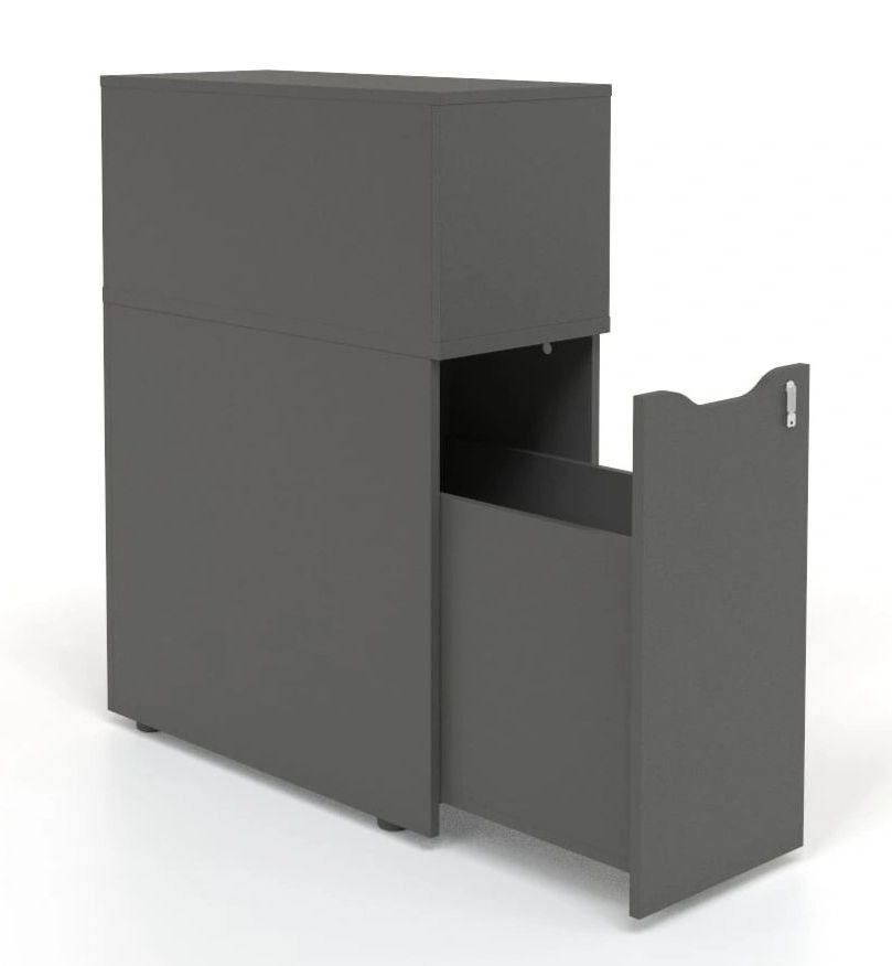 Boxi D31.5" Office Lockable Storage Tower w/Sliding Doors Top Bookcase, Left Hand