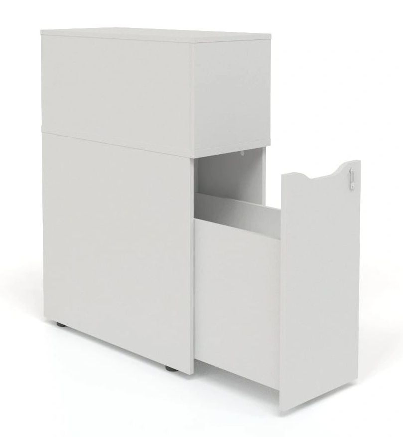 Boxi Office Lockable Storage Tower w/2 Shelves & Top Bookcase