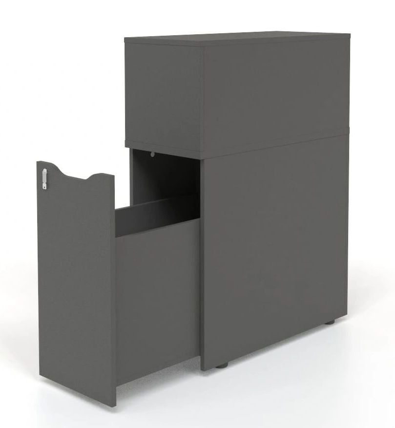 Boxi Office Lockable Storage Tower w/Sliding Doors Top Bookcase, Right Hand