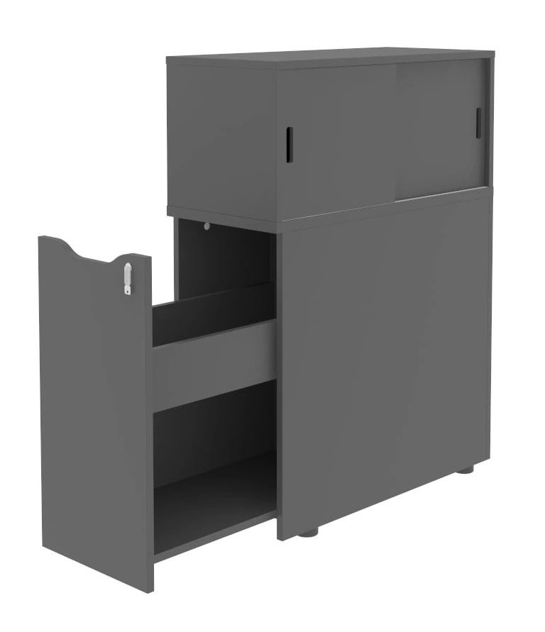 Boxi D31.5" Office Lockable Storage Tower w/Sliding Doors Top Bookcase, Left Hand