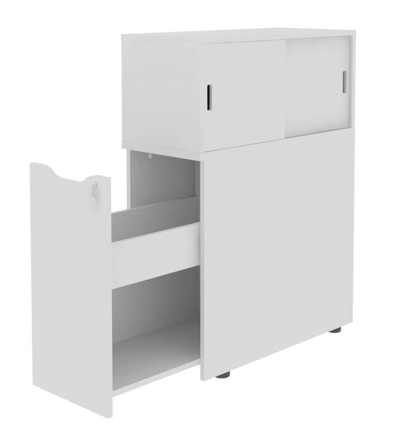 Boxi Office Lockable Storage Tower w/Sliding Doors Top Bookcase