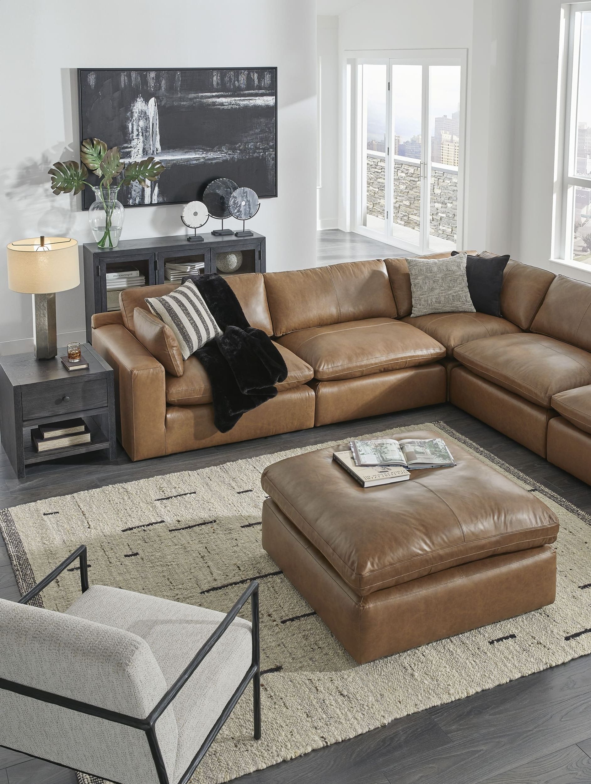 Emilia 6-Piece Leather Modular Sectional