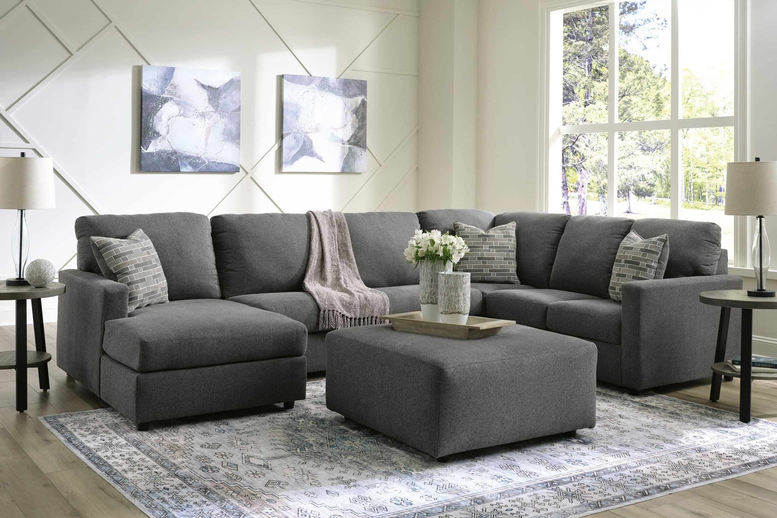 Edenfield 3-Piece Polyester U-Shaped Sectional Sofa w/Left Arm Chaise Facing
