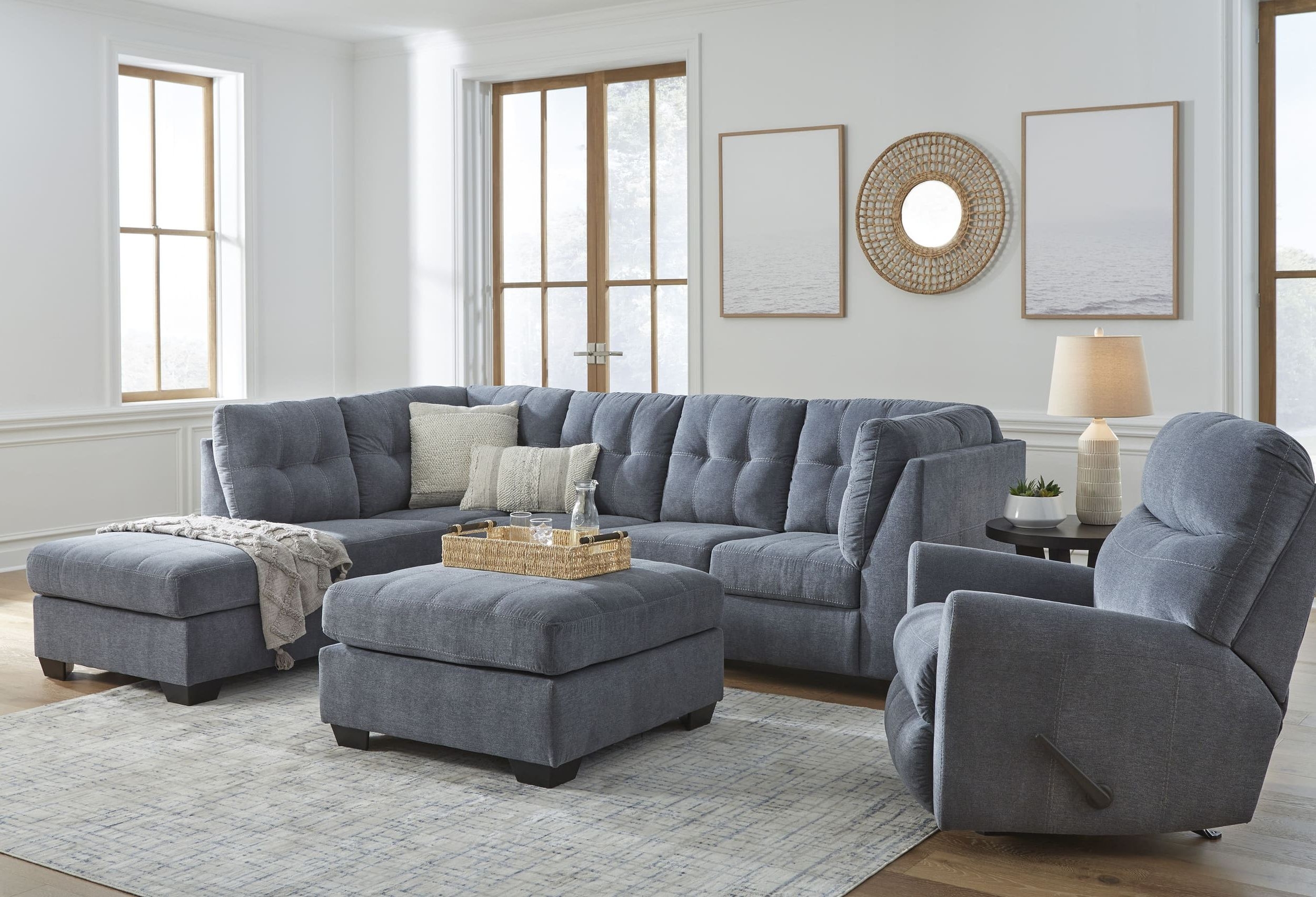 Marleton 2-Piece Polyester L-Shaped Sectional Sleeper w/Left Arm Chaise Facing