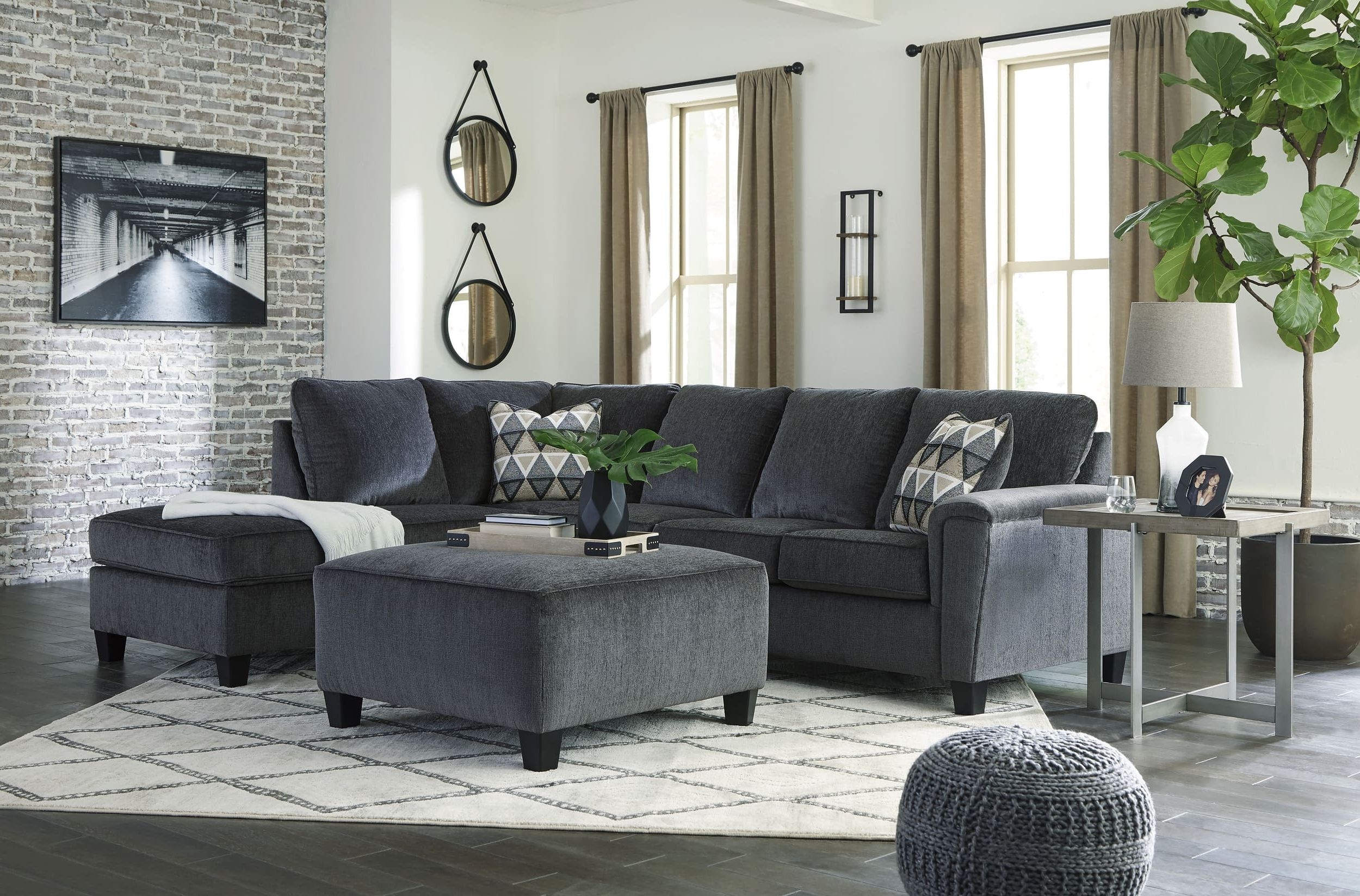 Abinger 2-Piece Polyester L-Shaped Sectional Sofa w/Left Arm Chaise Facing
