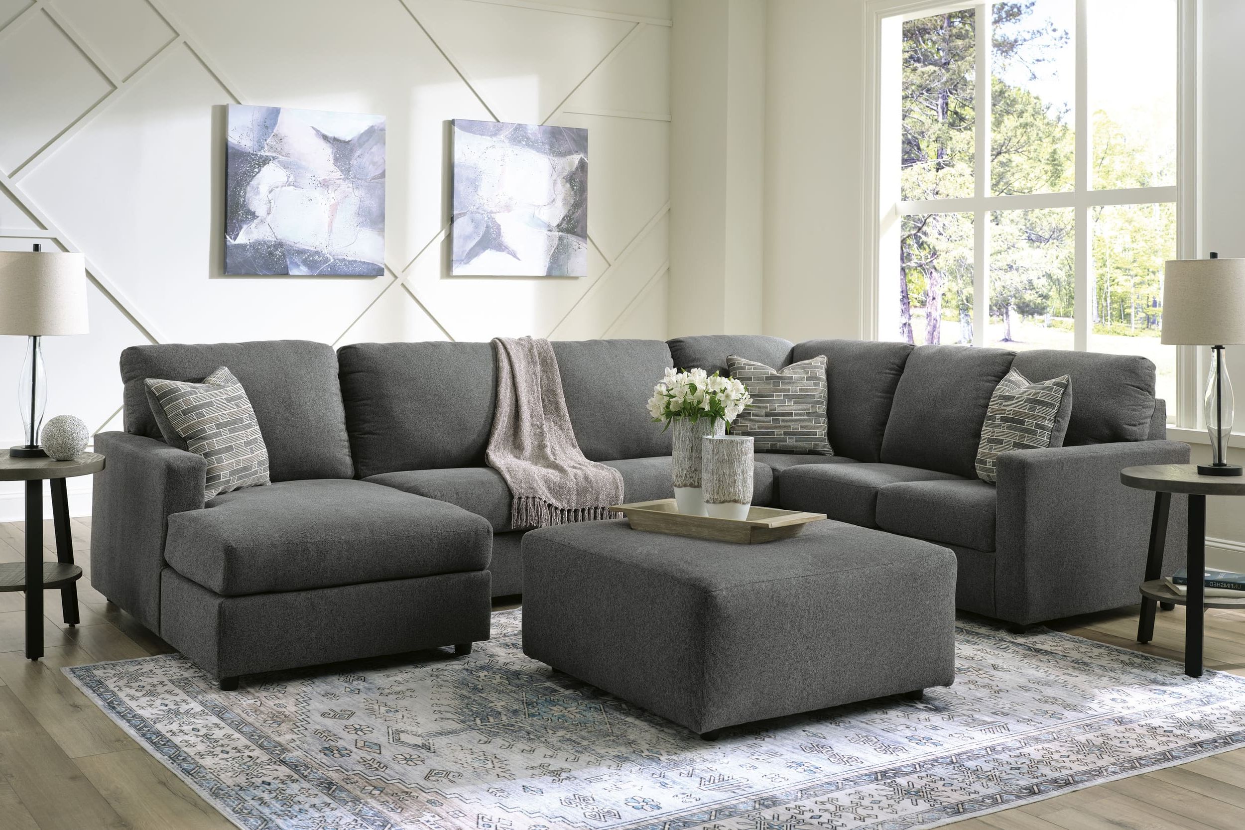 Edenfield 3-Piece Polyester U-Shaped Sectional Sofa w/Left Arm Chaise Facing