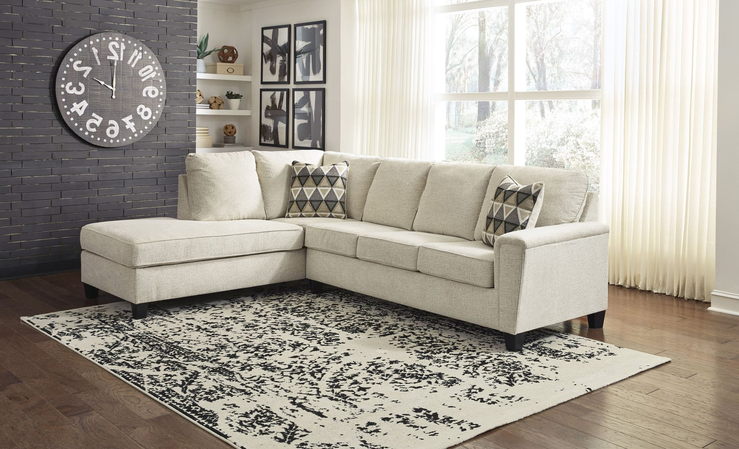 Abinger 2-Piece Polyester L-Shaped Sectional Sofa w/Left Arm Chaise Facing
