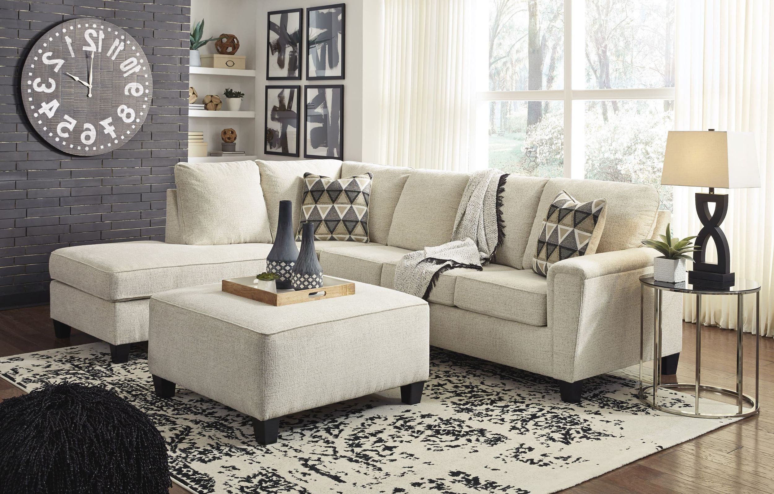 Abinger 2-Piece Polyester L-Shaped Sectional Sofa w/Left Arm Chaise Facing