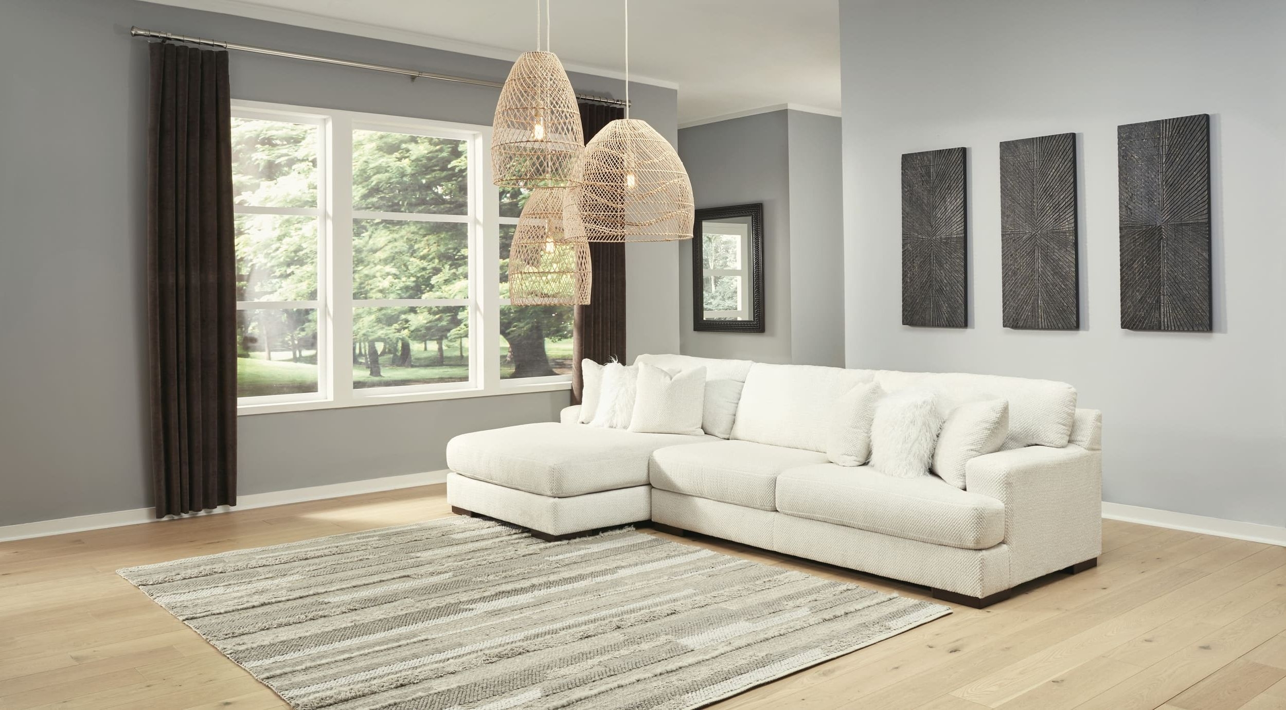 Zada 2-Piece Polyester L-Shaped Sectional Sofa w/Left Arm Chaise Facing