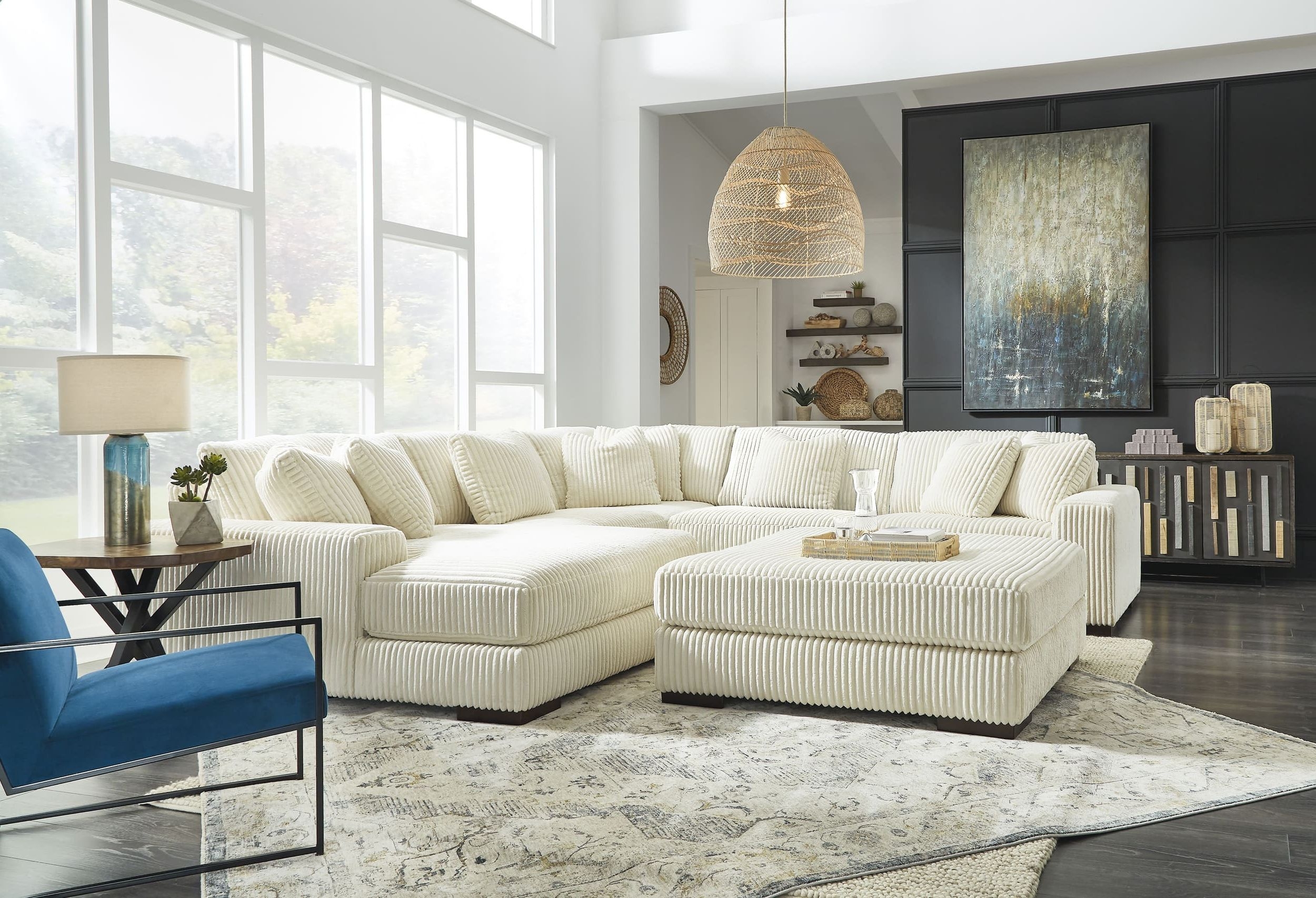Lindyn 5-Piece Polyester U-Shaped Sectional Sofa w/Left Arm Chaise Facing