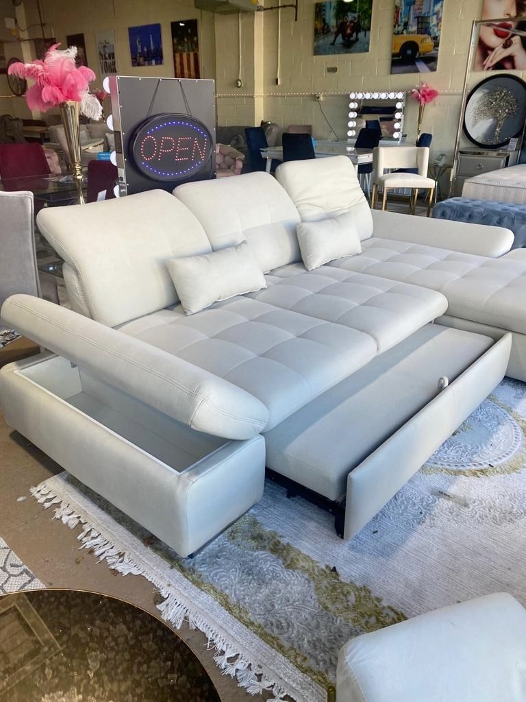 Barcelona 2-Piece Microfiber Left-Arm Chaise Facing Storage Sleeper Sectional