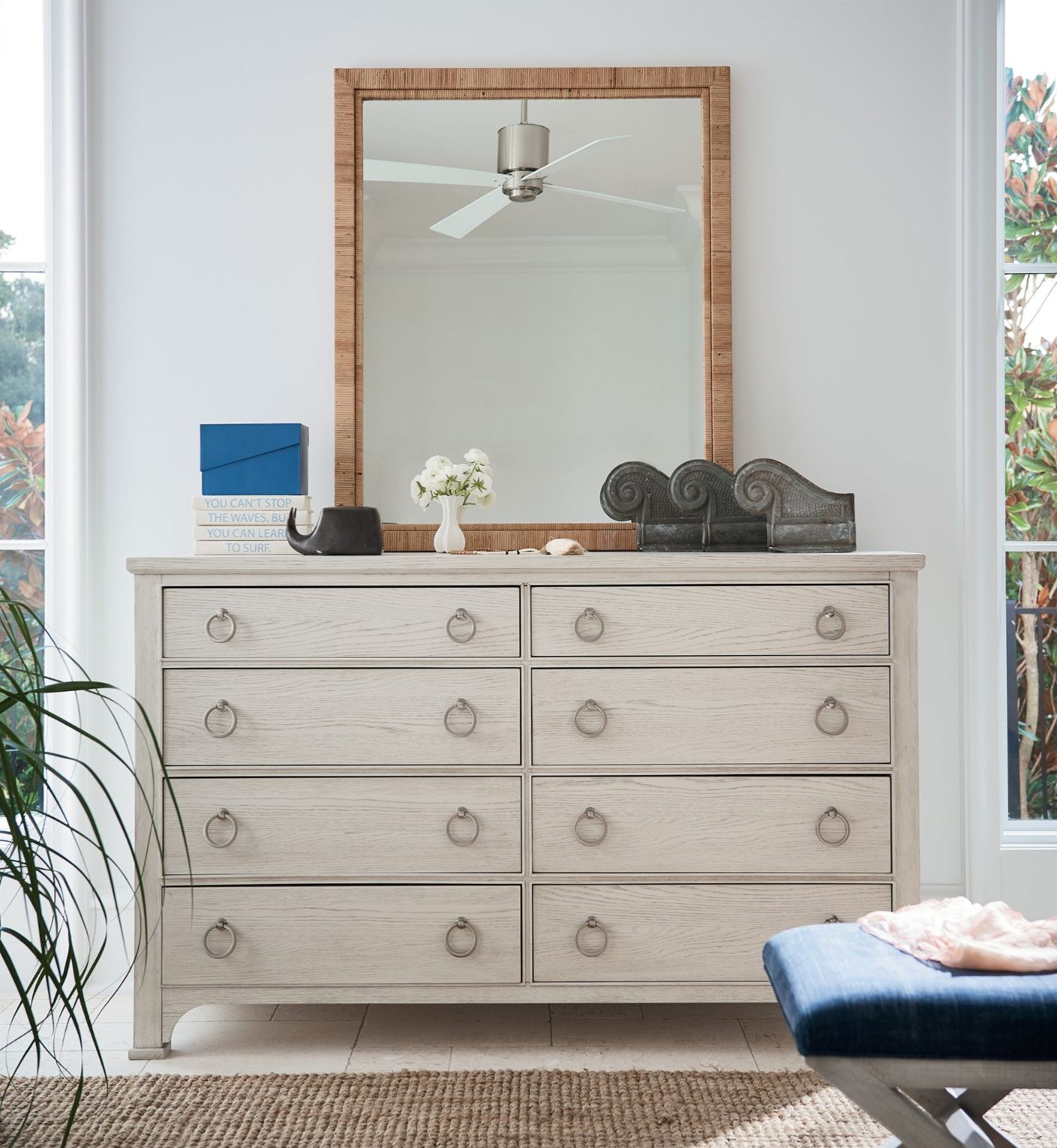 Long Key Rattan Mirror