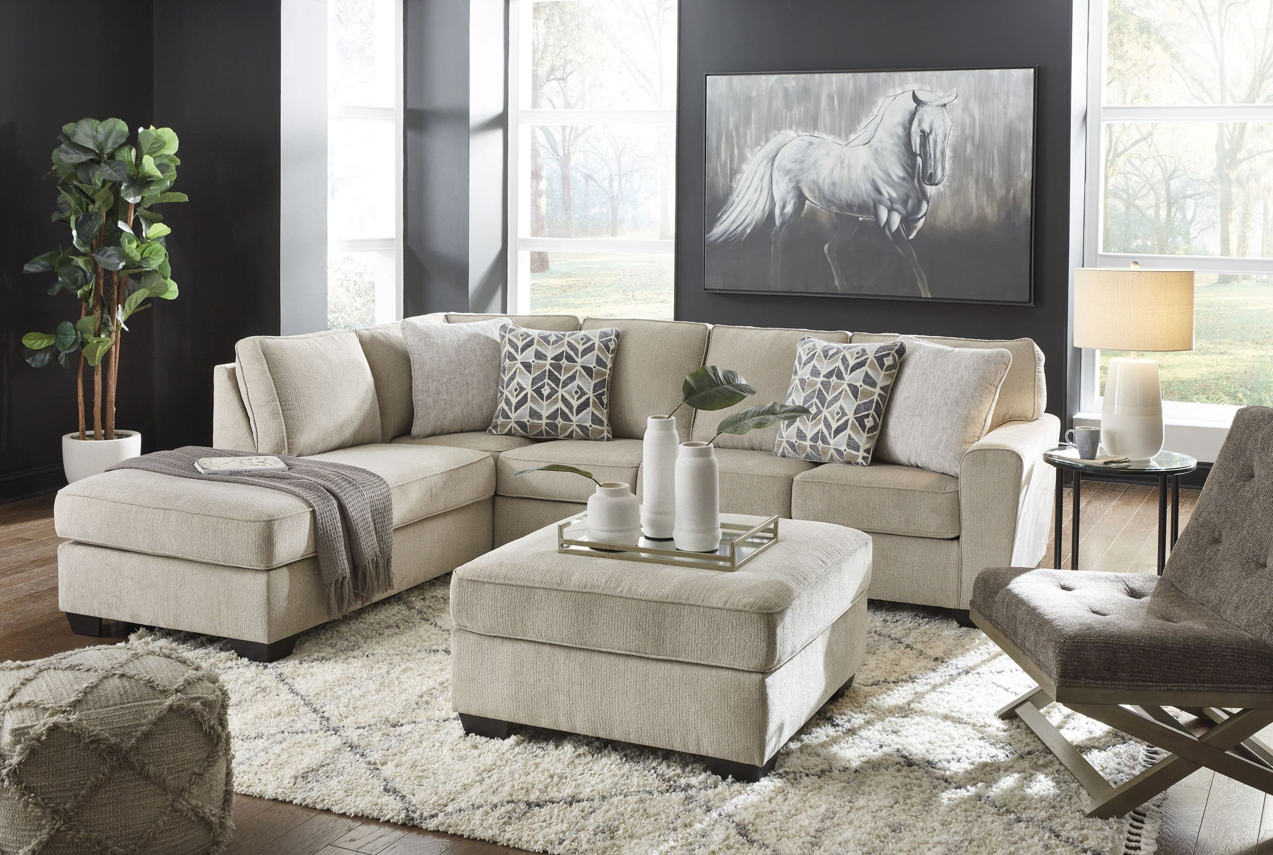 Decelle 2-Piece Polyester L-Shaped Sectional Sofa w/Left Arm Chaise Facing